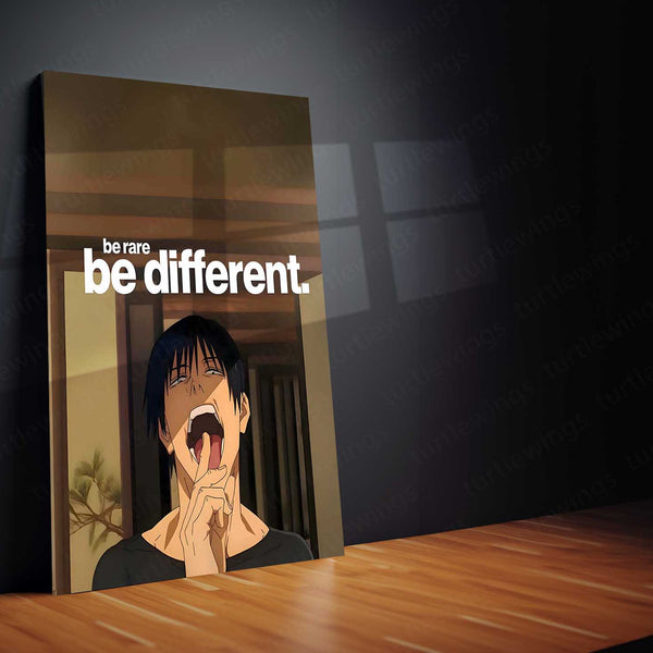 Anime Metal Poster | Toji Fushiguro Motivation Metal Poster | “Be Rare, Be Different” Anime Wall Art | Premium Aluminum Print
