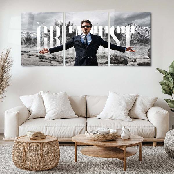 Movie & Series Metal Poster Set of 3 | Be The Greatest | Suited Hero Motivational Cinematic Triptych Wall Art | Premium Movie Metal Print
