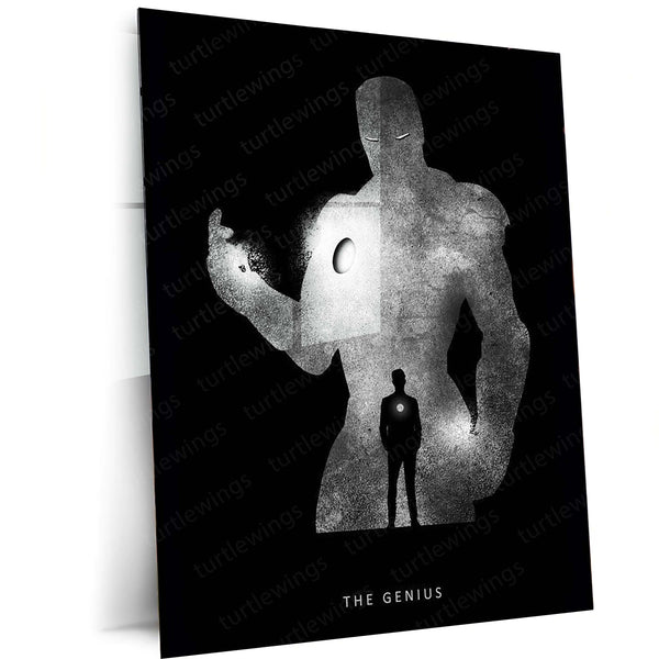 Tony Stark – The Genius Behind Iron Man Metal Poster | Marvel Superhero Wall Frame
