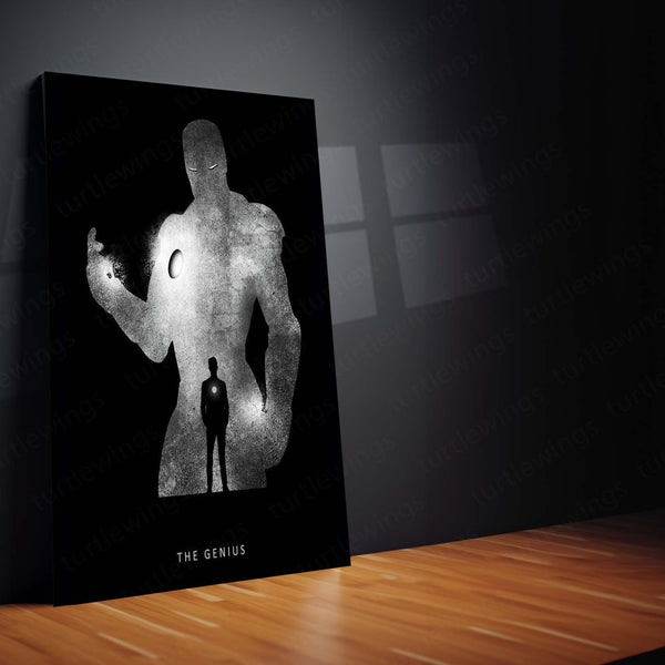 Tony Stark – The Genius Behind Iron Man Metal Poster | Marvel Superhero Wall Frame
