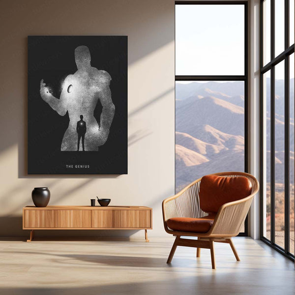 Tony Stark – The Genius Behind Iron Man Metal Poster | Marvel Superhero Wall Frame