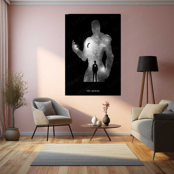 Tony Stark – The Genius Behind Iron Man Metal Poster | Marvel Superhero Wall Frame