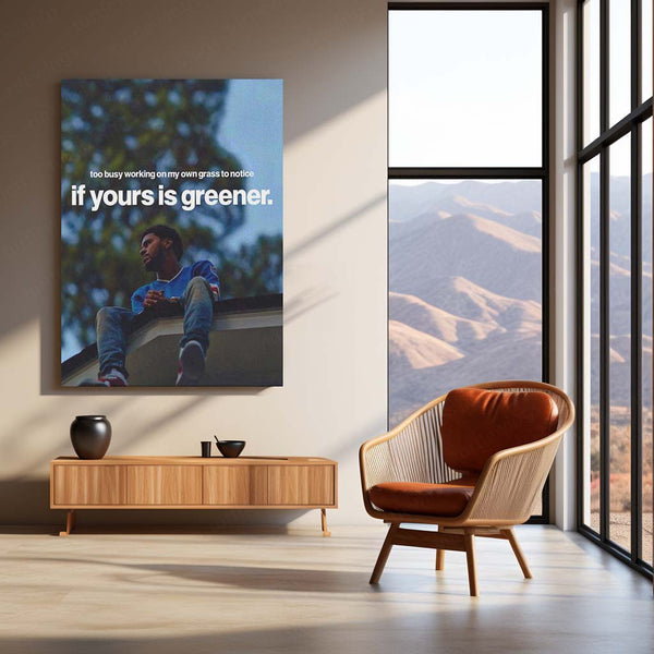 Too Busy Working on My Own Grass – J. Cole Metal Frame | Focus Over Comparison Wall Art