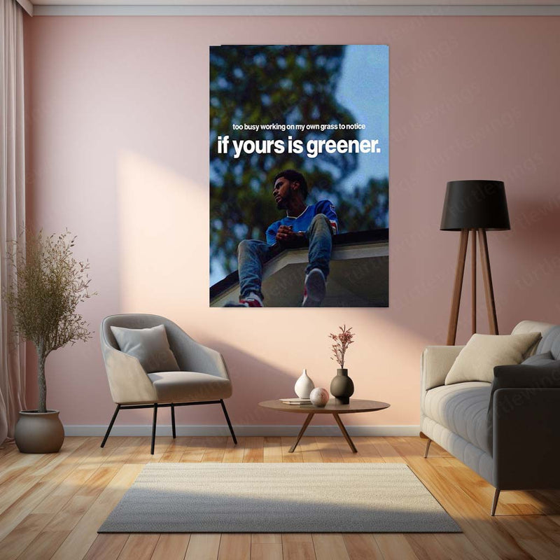 Too Busy Working on My Own Grass – J. Cole Metal Frame | Focus Over Comparison Wall Art