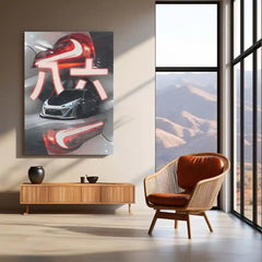 Car Metal Poster | Toyota GT86 – Neon Drift Edition | JDM Metal Frame | Street Racer Wall Art