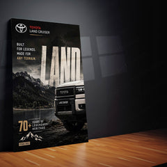 Car Metal Poster Set of 3 | Toyota Land Cruiser Adventure Icon Triptych Wall Art