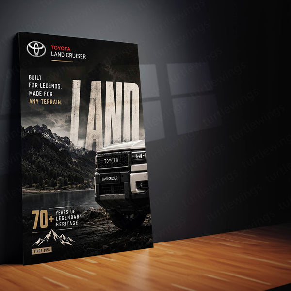Car Metal Poster Set of 3 | Toyota Land Cruiser Adventure Icon Triptych Wall Art