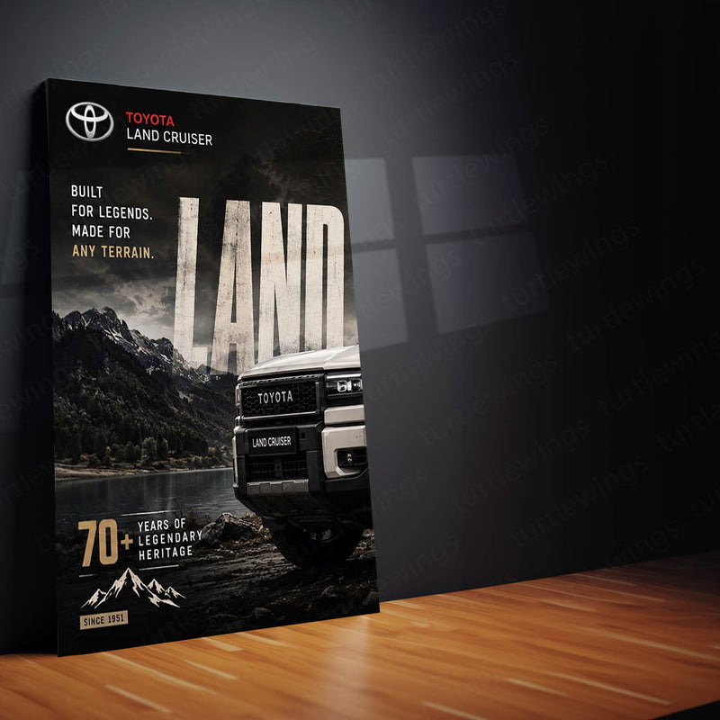 Car Metal Poster Set of 3 | Toyota Land Cruiser Adventure Icon Triptych Wall Art