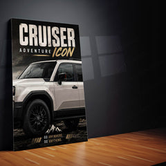 Car Metal Poster Set of 3 | Toyota Land Cruiser Adventure Icon Triptych Wall Art