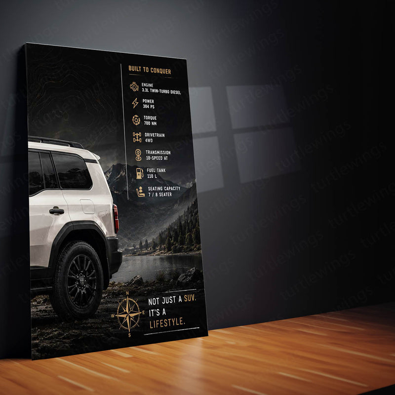 Car Metal Poster Set of 3 | Toyota Land Cruiser Adventure Icon Triptych Wall Art
