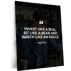 Stock Market Metal Poster | Invest Like a Bull Metal Poster | Vijay Kedia Quote Wall Art | Trading Motivation Frame | Stock Market Decor - TURTLEWINGS 