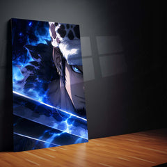 Anime Metal Poster Set of 3 | One Piece | Trafalgar Law Blue Aura Sword Triptych Wall Art
