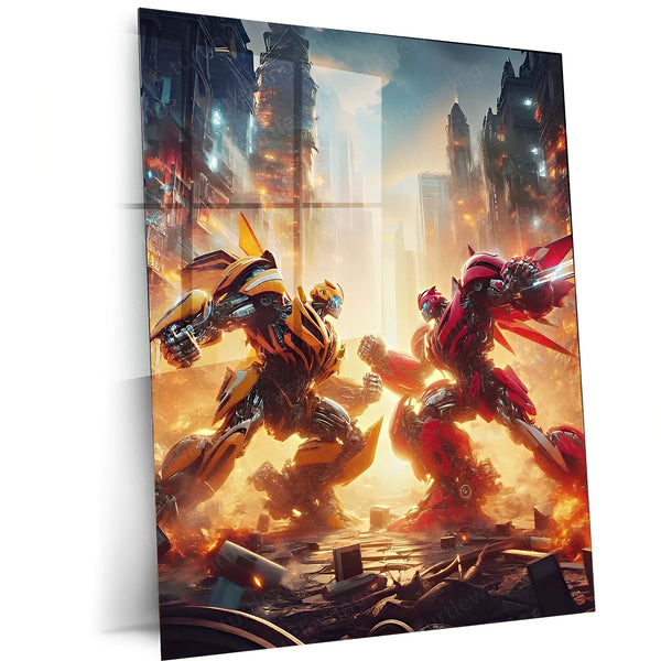 Transformers Rise of Cybertron Poster – Epic Robot Showdown Artwork | Sci-Fi Battle Metal Frame