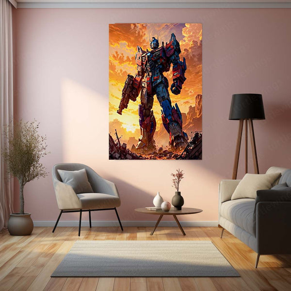Transformers Rise of Cybertron Poster – Optimus Prime Heroic Stance | Legendary Metal Frame