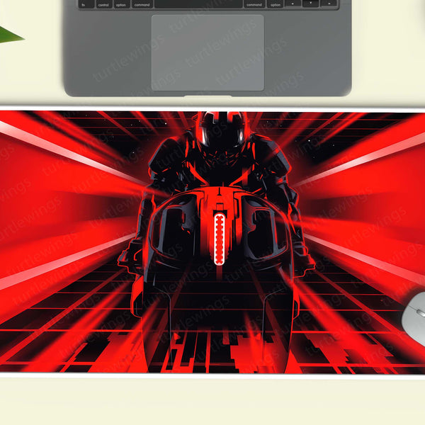 Tron Ares Deskmat – Futuristic Neon Red Rider