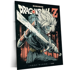 Trunks with Sword – Vintage Dragon Ball Z Metal Frame | Classic Anime Poster | Bold Wall Art for DBZ Fans - TURTLEWINGS 