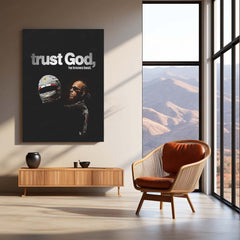 Quote Metal Poster | Lewis Hamilton – Trust God’s Timing Metal Frame Faith, Patience & Divine Alignment Wall Art | Calm Strength Mindset Quote Metal Poster