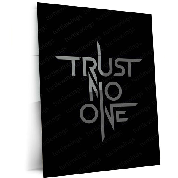 Quote Metal Poster | Trust No One Metal Frame | Dark Mindset Wall Art | Minimal Power Quote Metal Poster