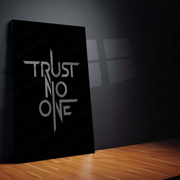 Quote Metal Poster | Trust No One Metal Frame | Dark Mindset Wall Art | Minimal Power Quote Metal Poster