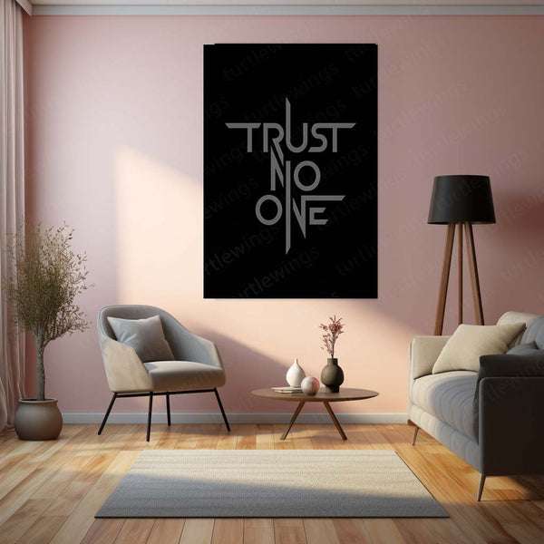Quote Metal Poster | Trust No One Metal Frame | Dark Mindset Wall Art | Minimal Power Quote Metal Poster