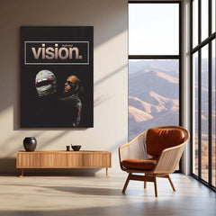 Quote Metal Poster | Lewis Hamilton – Trust Your Vision Metal Frame Unshakeable Belief & Elite Focus Wall Art | Championship Mindset Quote Metal Poster