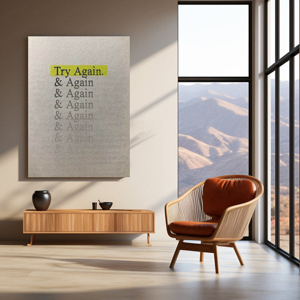 “Try Again, & Again & Again” Metal Poster | Relentless Mindset Wall Art