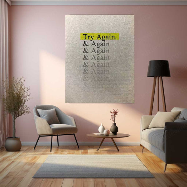 “Try Again, & Again & Again” Metal Poster | Relentless Mindset Wall Art