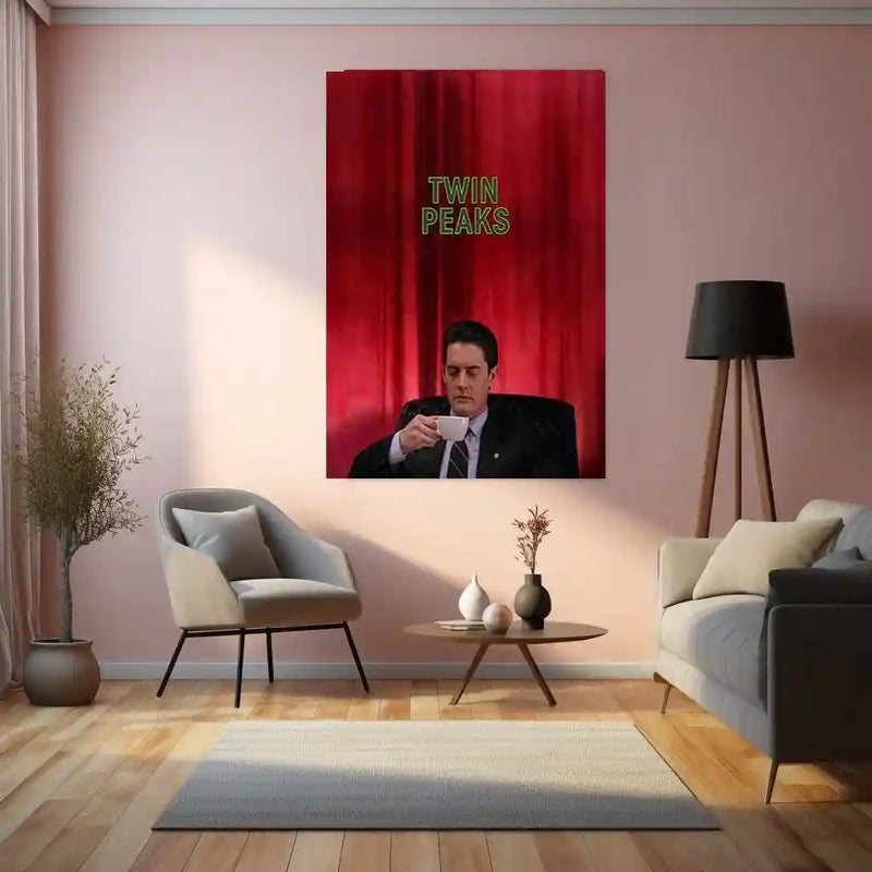 Movies & Series Metal Poster | Twin Peaks Metal Poster | Agent Cooper Coffee Scene Wall Art | Cult Classic Series Poster | Retro Mystery Decor - TURTLEWINGS 