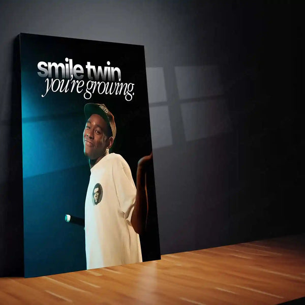Quote Metal Poster | Tyler - The Creator Quote Metal Frame Wall Art | “Smile twin, you’re growing.” Motivation Poster | Premium Metal Frame - TURTLEWINGS 