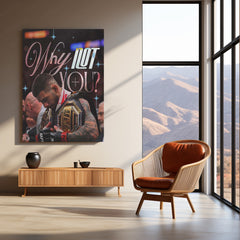 UFC Fighter Reflecting with Championship Belts Metal Poster | Warrior Mindset Wall Art