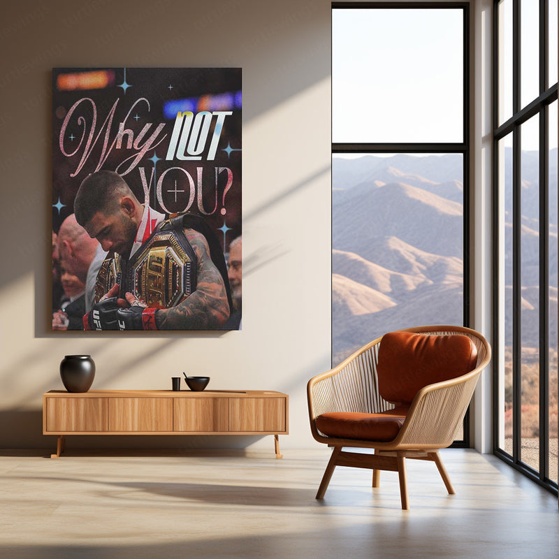 UFC Fighter Reflecting with Championship Belts Metal Poster | Warrior Mindset Wall Art