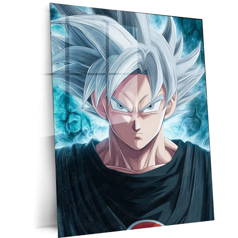 Small Ultra Instinct Goku – Dragon Ball Super Metal Frame Epic Anime Poster Art Power Surge Wall Decor for DBZ Fans