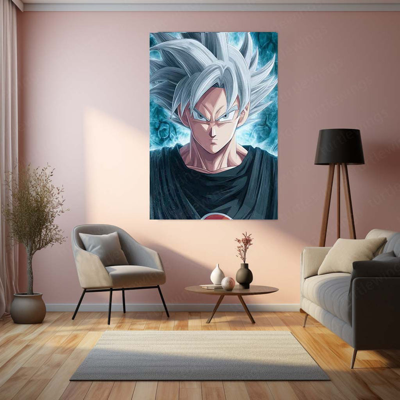 Ultra Instinct Goku – Dragon Ball Super Metal Frame | Epic Anime Poster Art | Power Surge Wall Decor for DBZ Fans