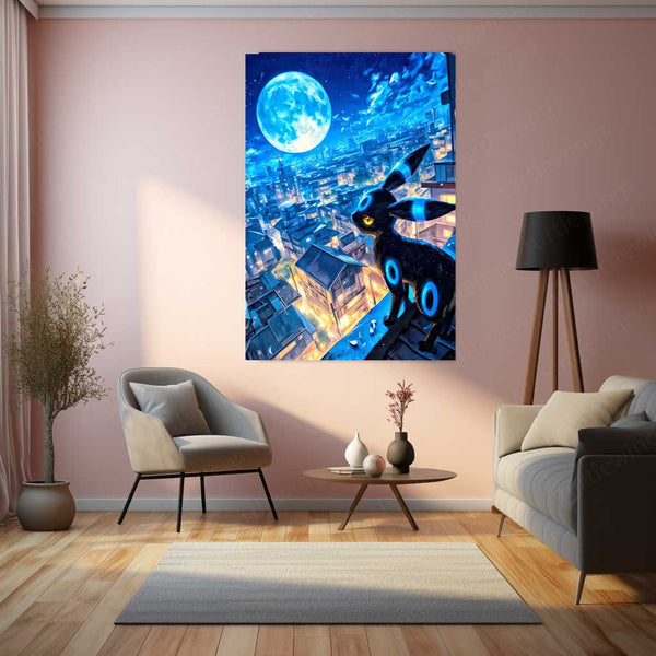 Umbreon’s Midnight Watch – Pokémon Metal Poster | Dark-Type Eeveelution Wall Frame