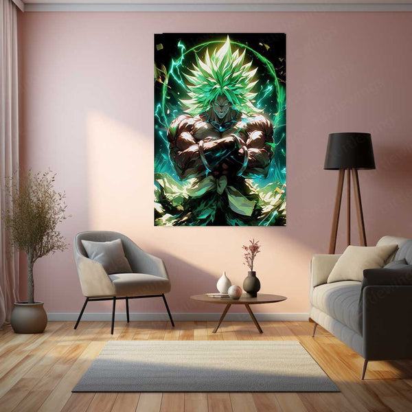 Anime Metal Poster | Unleashed Fury – Broly Legendary Super Saiyan Metal Poster | Dragon Ball Wall Frame