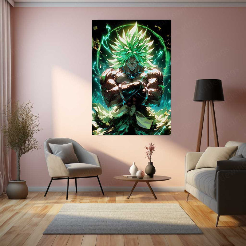 Anime Metal Poster | Unleashed Fury – Broly Legendary Super Saiyan Metal Poster | Dragon Ball Wall Frame