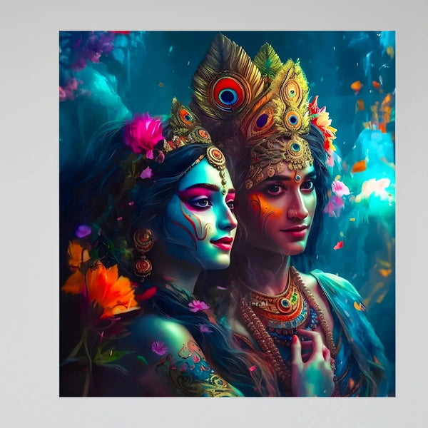 Radha Krishna Metal Poster - TURTLEWINGS 