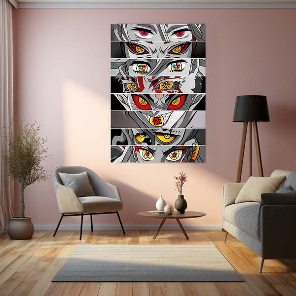 Anime Metal Poster | Upper Moon Demon Eyes – Demon Slayer Villains Collection Metal Poster | Kimetsu no Yaiba Wall Frame