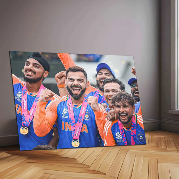 VK-AS-KY Celebration Metal Poster – Virat Kohli, Suryakumar Yadav & Hardik Pandya Wall Art | Team India Cricket - TURTLEWINGS 