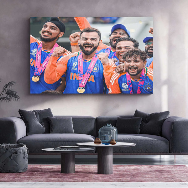 VK-AS-KY Celebration Metal Poster – Virat Kohli, Suryakumar Yadav & Hardik Pandya Wall Art | Team India Cricket - TURTLEWINGS 