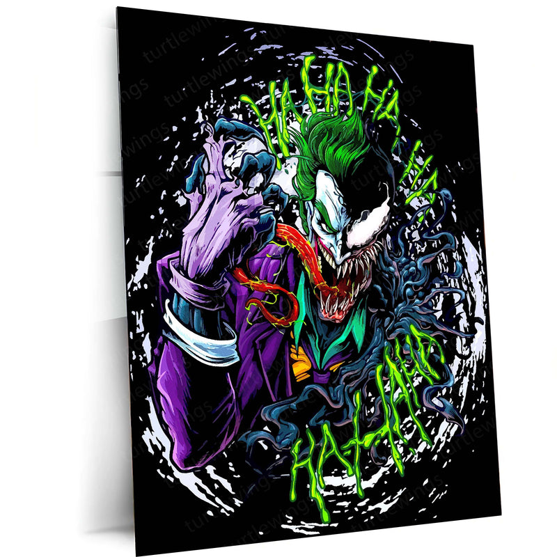 Venom x Joker – Symbiotic Chaos Metal Poster | Marvel x DC Crossover Wall Frame
