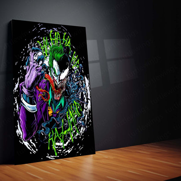 Venom x Joker – Symbiotic Chaos Metal Poster | Marvel x DC Crossover Wall Frame