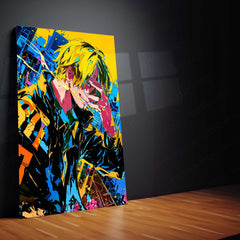 Anime Metal Poster | One Piece Metal Poster | Vinsmoke Sanji Neon Street Art Wall Decor | Epic Straw Hat Anime Metal Frame