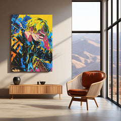 Anime Metal Poster | One Piece Metal Poster | Vinsmoke Sanji Neon Street Art Wall Decor | Epic Straw Hat Anime Metal Frame