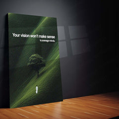 Vision Beyond Norms – Futuristic Thinking Motivational Metal Frame | Innovator’s Wall Art | Break the Mold Poster