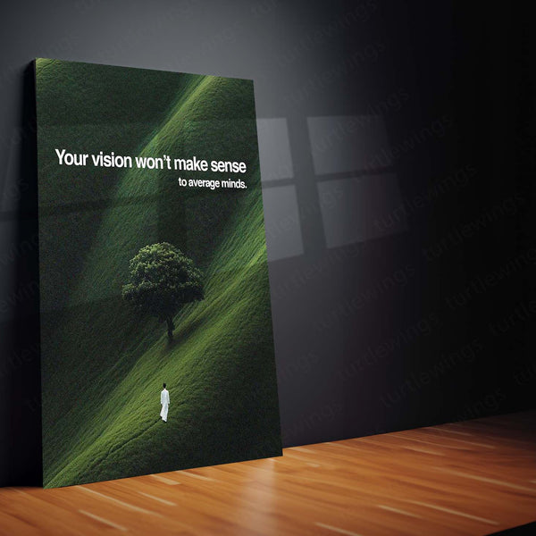 Vision Beyond Norms – Futuristic Thinking Motivational Metal Frame | Innovator’s Wall Art | Break the Mold Poster