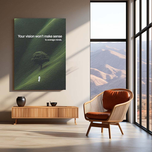 Vision Beyond Norms – Futuristic Thinking Motivational Metal Frame | Innovator’s Wall Art | Break the Mold Poster