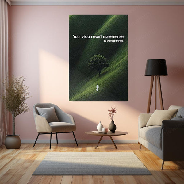 Vision Beyond Norms – Futuristic Thinking Motivational Metal Frame | Innovator’s Wall Art | Break the Mold Poster