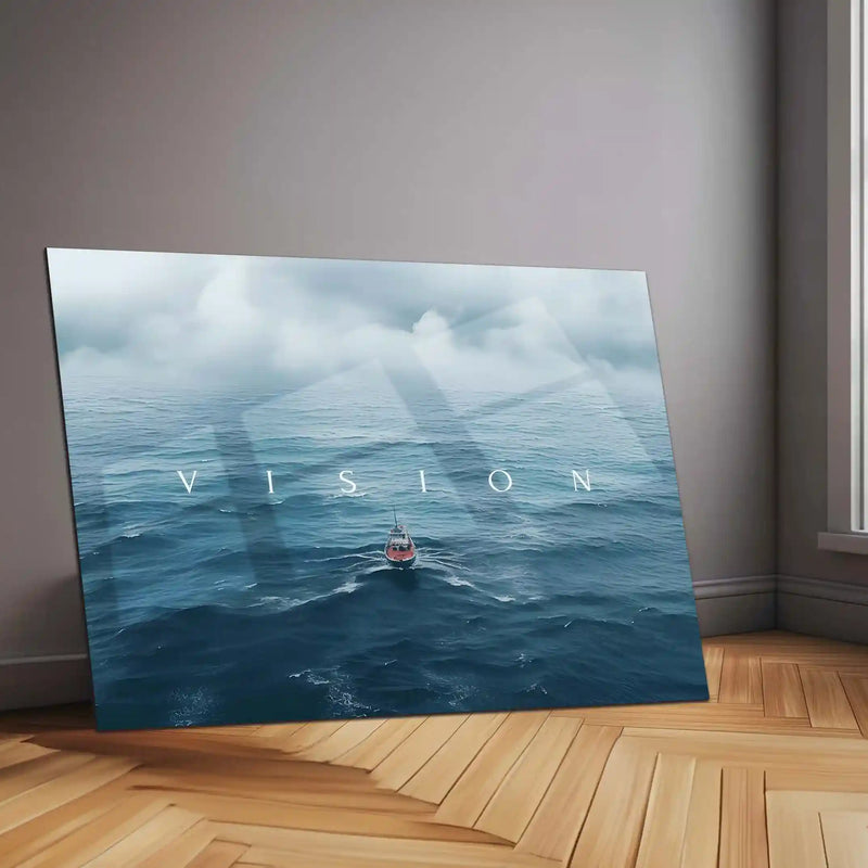 Vision Ocean Boat Art Metal Poster | Minimalist Motivation Wall Art | Inspirational Metal Poster