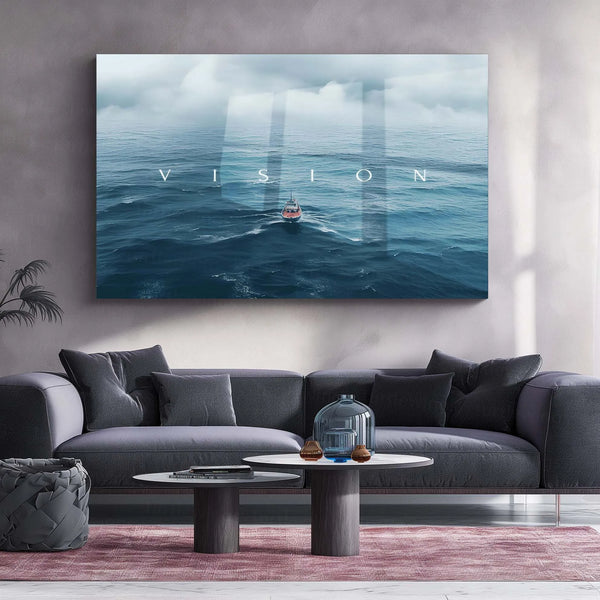 Vision Ocean Boat Art Metal Poster | Minimalist Motivation Wall Art | Inspirational Metal Poster